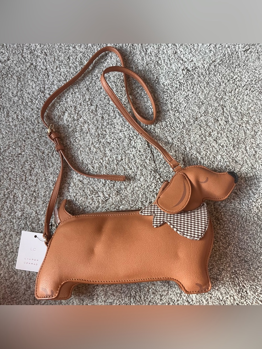 LC Lauren Conrad Sade Doggy Crossbody Bag Dachshund Wiener Dog Faux Leather NWT